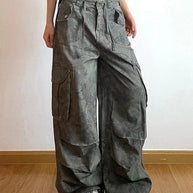 WW | Camo Print Raffung Multitaschen Bundfuß Cargo Jeans