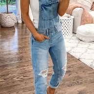 Hellblau Zerrissener Overall