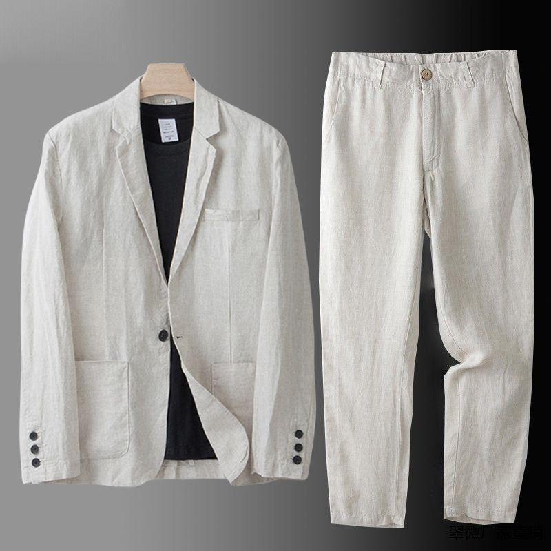 WW | Lässiger Leinen Blazer Für Herren Anzugset