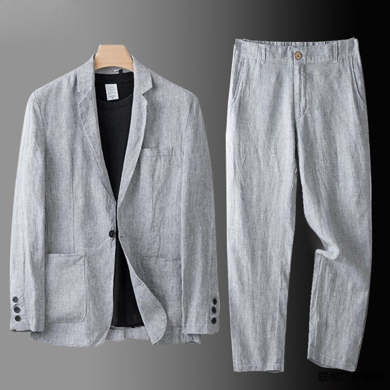 WW | Lässiger Leinen Blazer Für Herren Anzugset