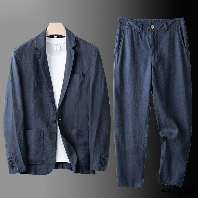 WW | Lässiger Leinen Blazer Für Herren Anzugset