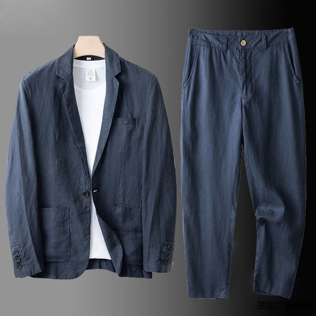 WW | Lässiger Leinen Blazer Für Herren Anzugset