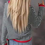 WW | Gestreiftes Rundhals-Tropfschulter-T-Shirt