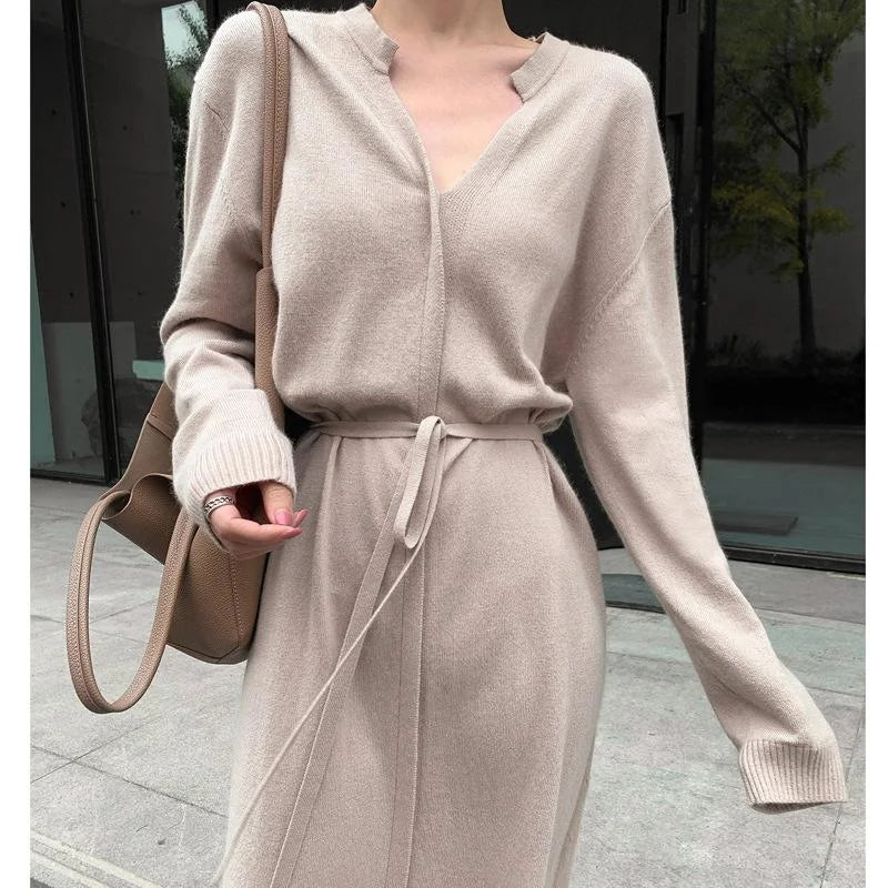 W&W Mode | Stilvolle Herbst Schicke Lange Ärmel Pullover Kleid Für Frauen