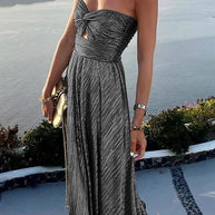 WW | Schulter Shimmer Maxi Kleid Elegant, Leicht & Perfekt Für Abend Glam