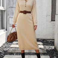 WW | Schicker Herbst Sweatkleid mit Knopfdetail für Frauen