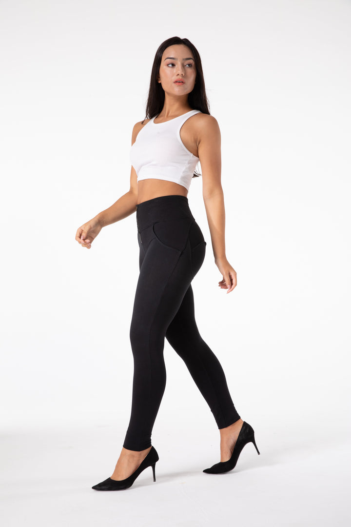 W&W Mode | Stramme Schwarze Leggings mit Hohem Bund