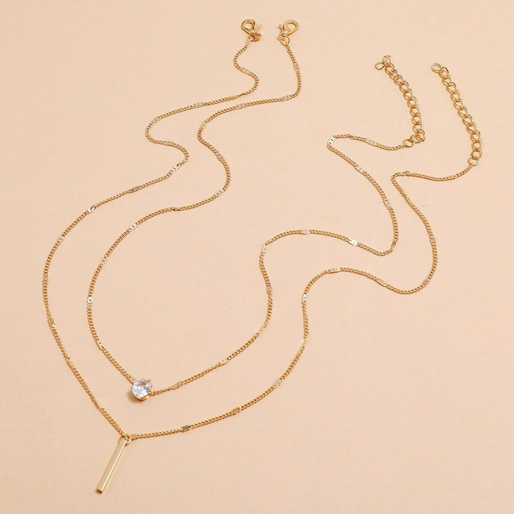 WW | Hals Glitzer Gold Anhänger Halskette Satz Weinlese Schmuck