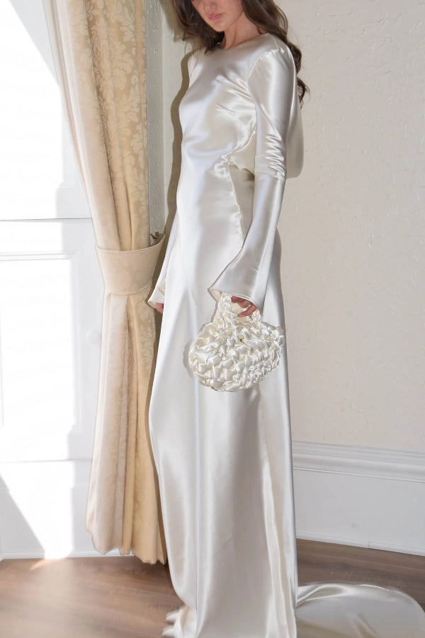 WW | Pearl Eden Satin Rückwärtig Offene Cowl Neck Gown Maxi Kleid