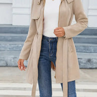 WW | Mid Length Reißverschlussmantel mit Stehkragen und Gürtel