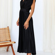 WW | Hallo Schöne Satin Plissee Midi Kleid