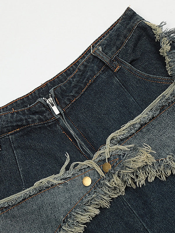 W&W Mode | Baggy Sternmuster Patchwork Jeansshorts