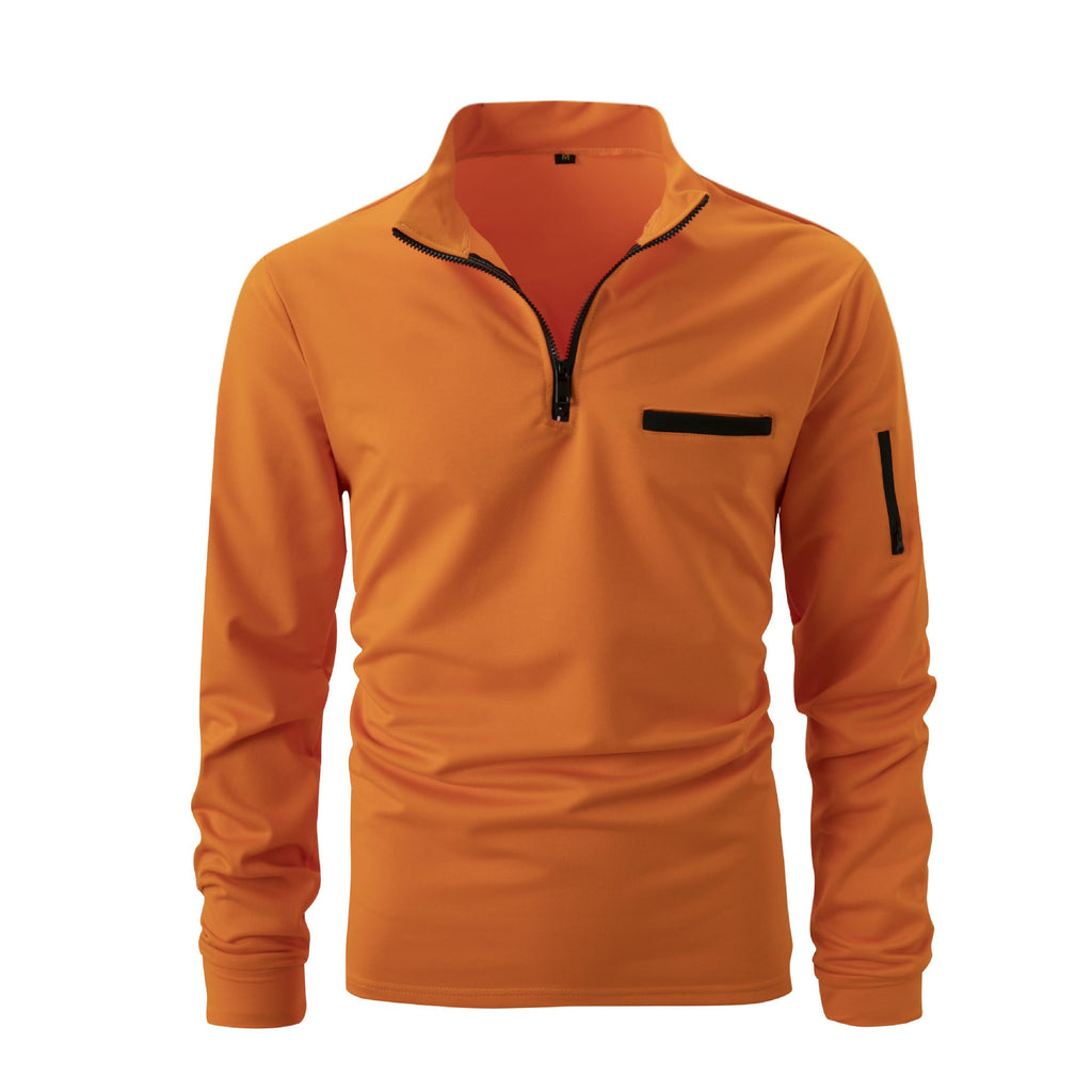 WW | Sport Poloshirt Mit Stehkragen Und Reißverschluss, Langärmlig, Einfarbig