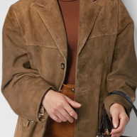 WW - Vintage Kaffee-Jacke Mit Kapuzen-Taschen Und Knöpfen