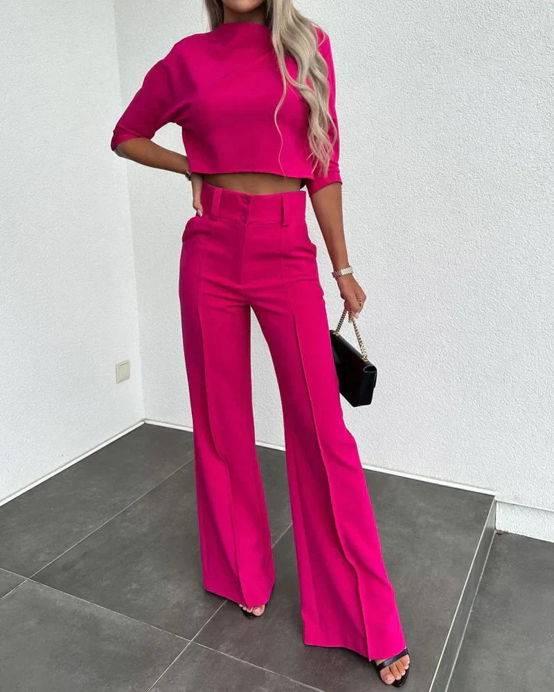 WW | Set mit Jacke und hoch taillierter gerader Hose für Damen | Stilvolles und komfortables Outfit