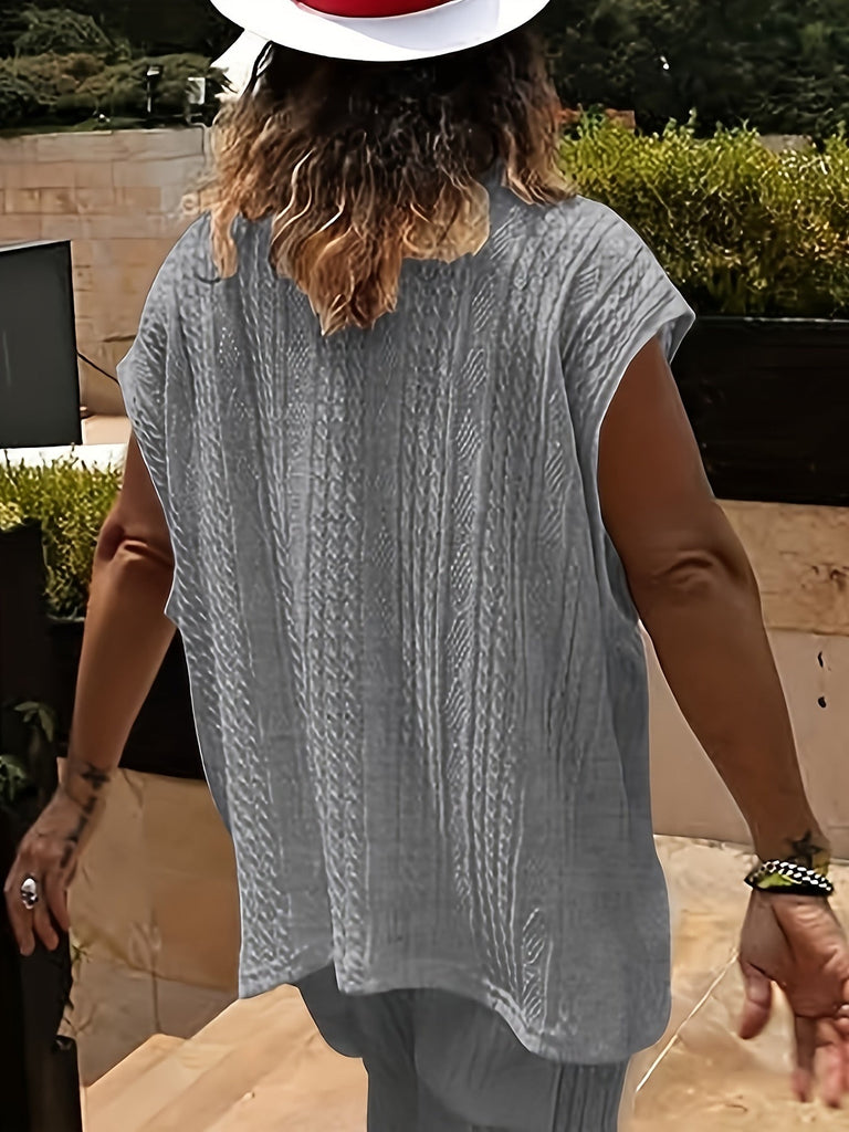 WW | Trendy Ärmelloses V-ausschnitt Tanktop in Einfarbig