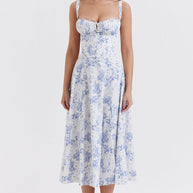 WW geschnittenes Trägerkleid für Damen mit französischem Flair und verführerischem Hüftschlitz