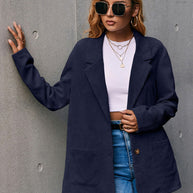 WW | Corduroy Langarm Longline Blazer mit Taschen