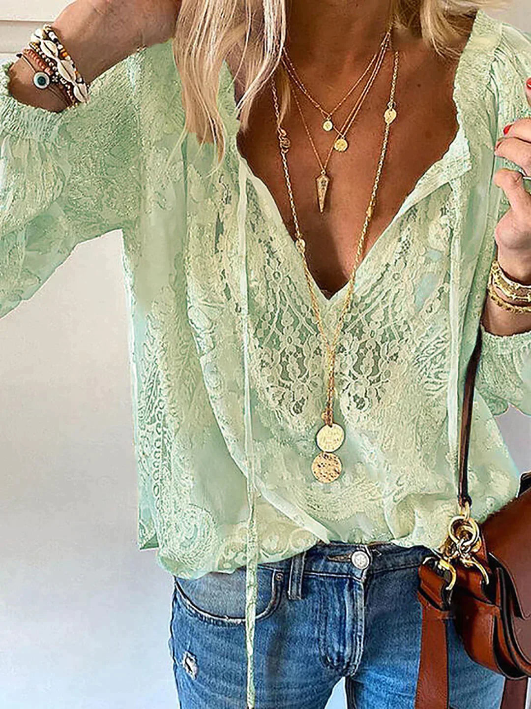 WW | Bluse Mit Spitzendetails