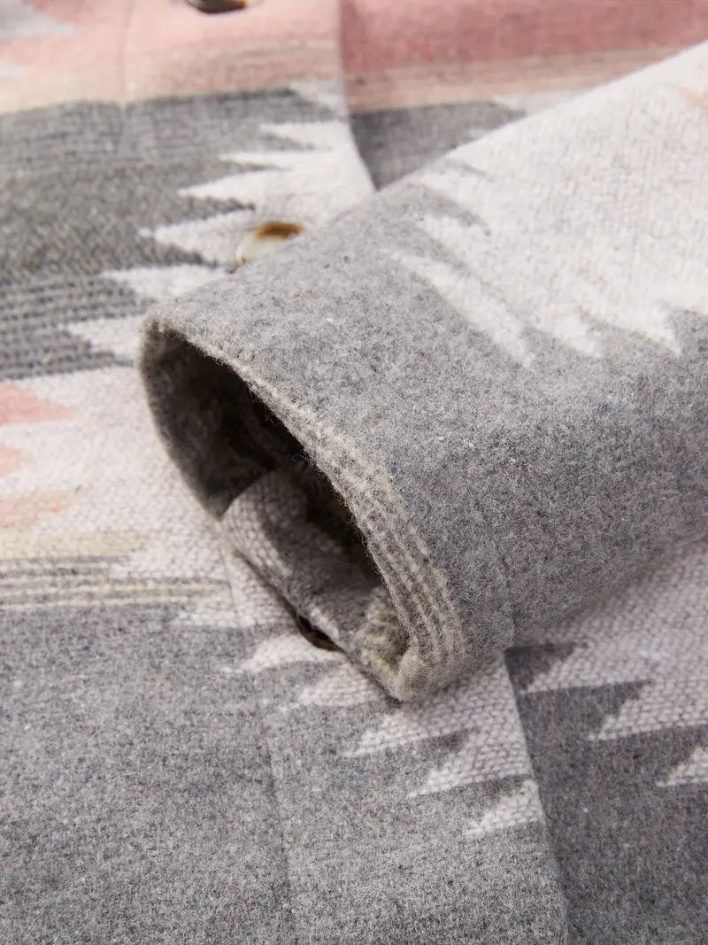 – Gewebte Jacke mit bedrucktem Kragen