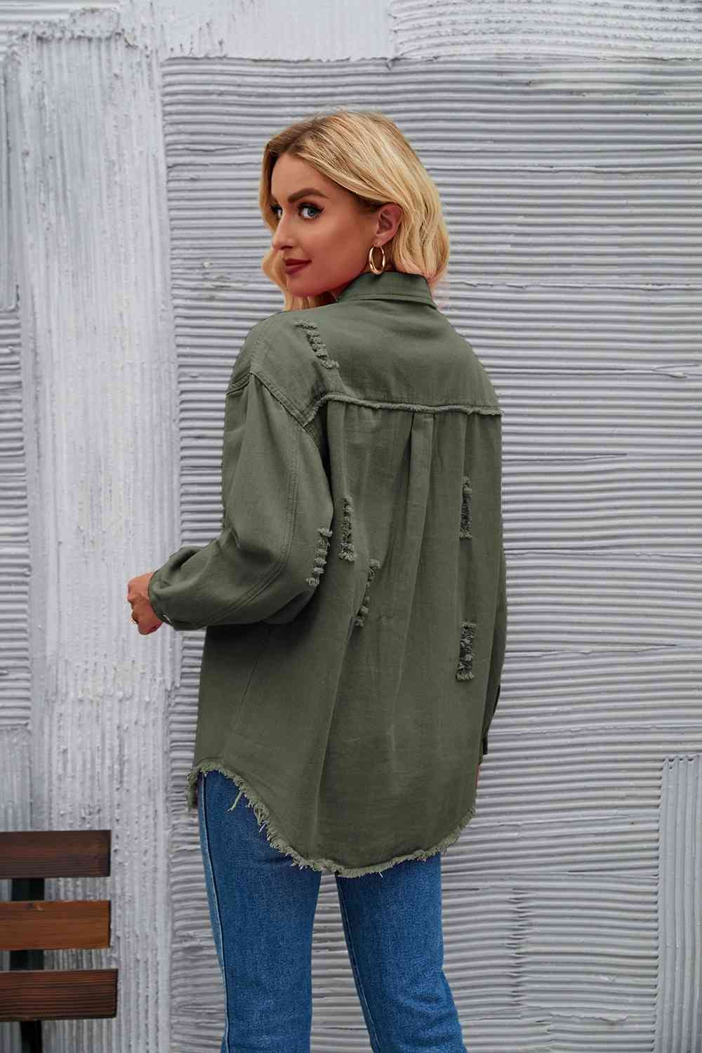 WW | Zerrissene Rohsaum-Denimjacke