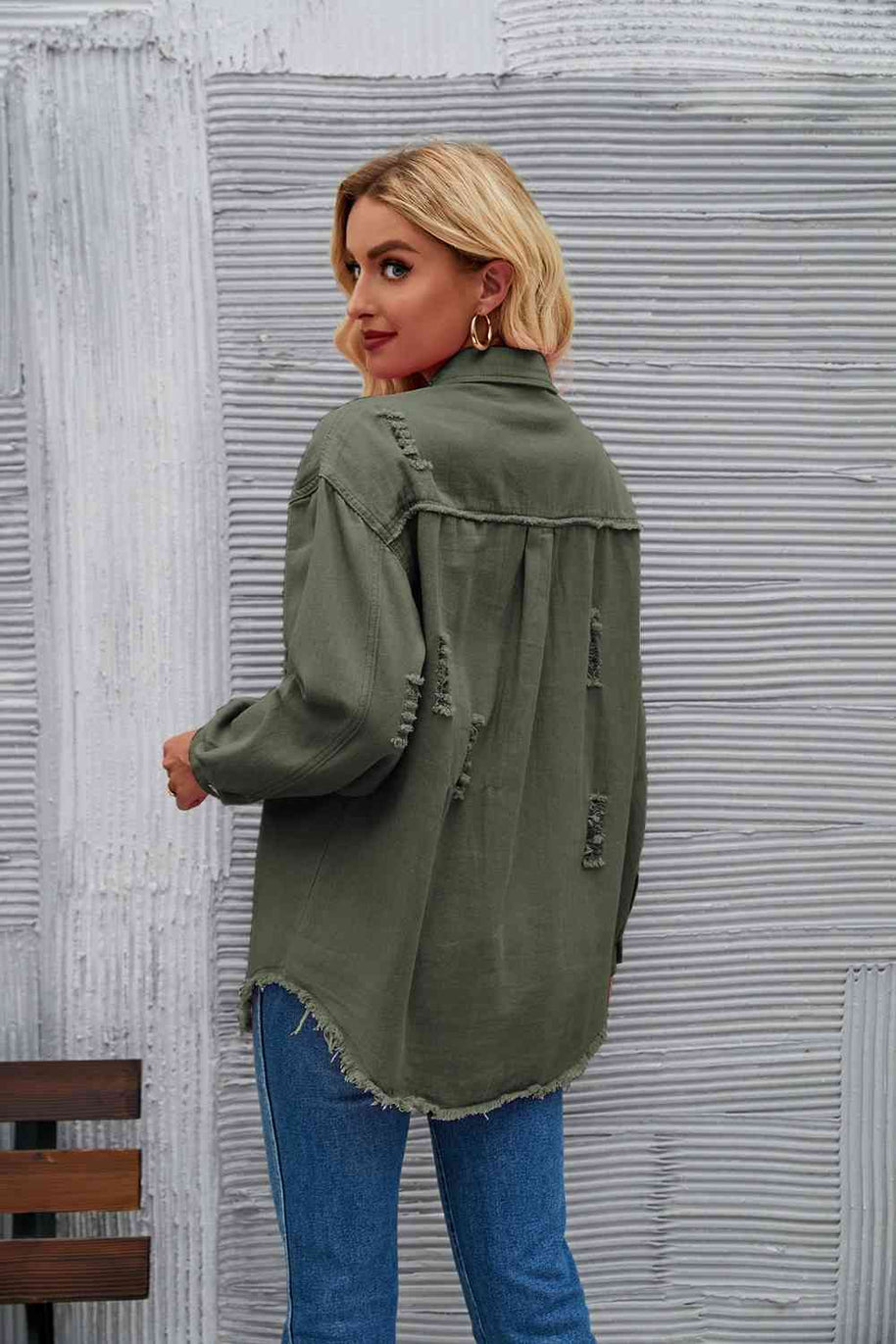 WW | Zerrissene Rohsaum-Denimjacke