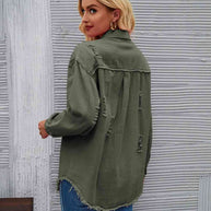 WW | Zerrissene Rohsaum-Denimjacke