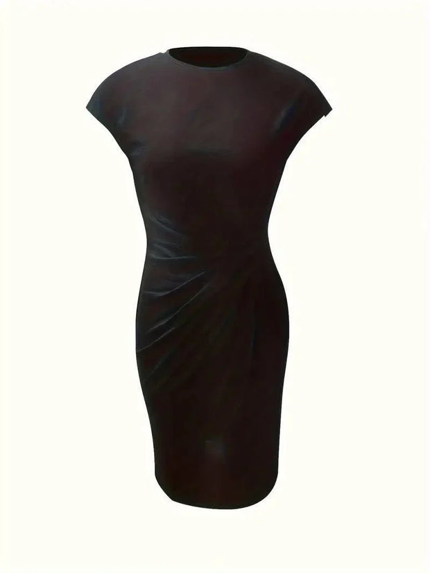 WW | Stilvolles Schmales Kleid Mit Rundhalsausschnitt