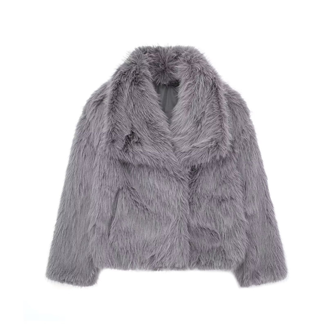 W&W Mode - Damen Herbst, Winter Pelz Mantel Imitation