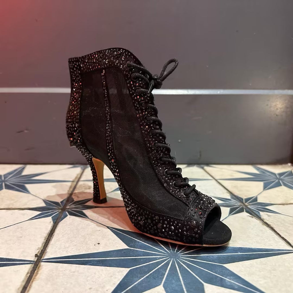 WW | Strass Lateinische Tanzschuhe Erwachsene Frauen Mittel Hoher Absatz