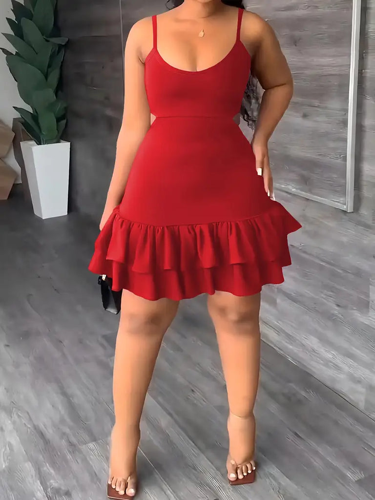 WW | Leichte Sommerkleid mit Geschichteten Rüschen und Ausschnitt