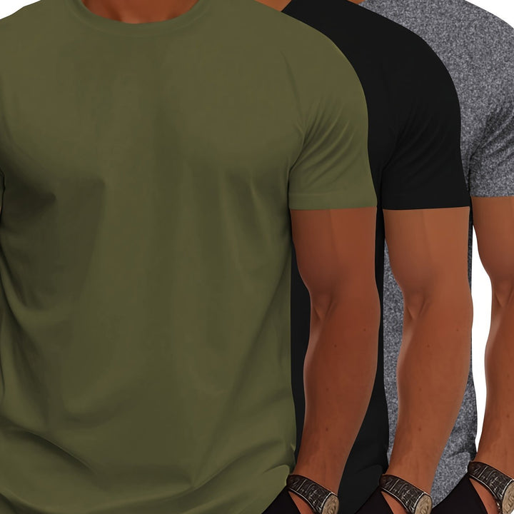 W&W Mode | 3er Pack Herren T-shirts Mit Kurzen Ärmeln, Sommerliche Einfarbige Farbe
