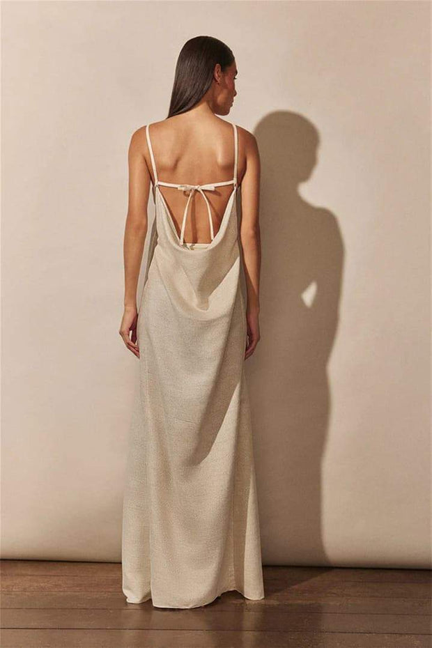 WW | Maxikleid mit V-Ausschnitt und Hohem Blumen-Schlitz