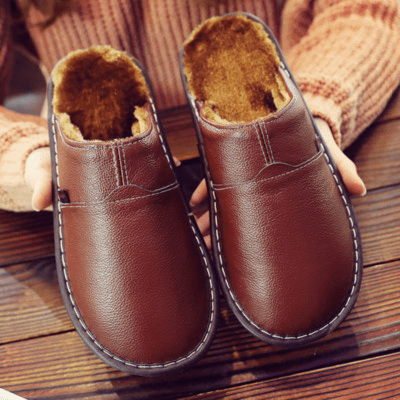 WW | Wasserdichte Leder Herren Hausschuhe Bequeme Slipper