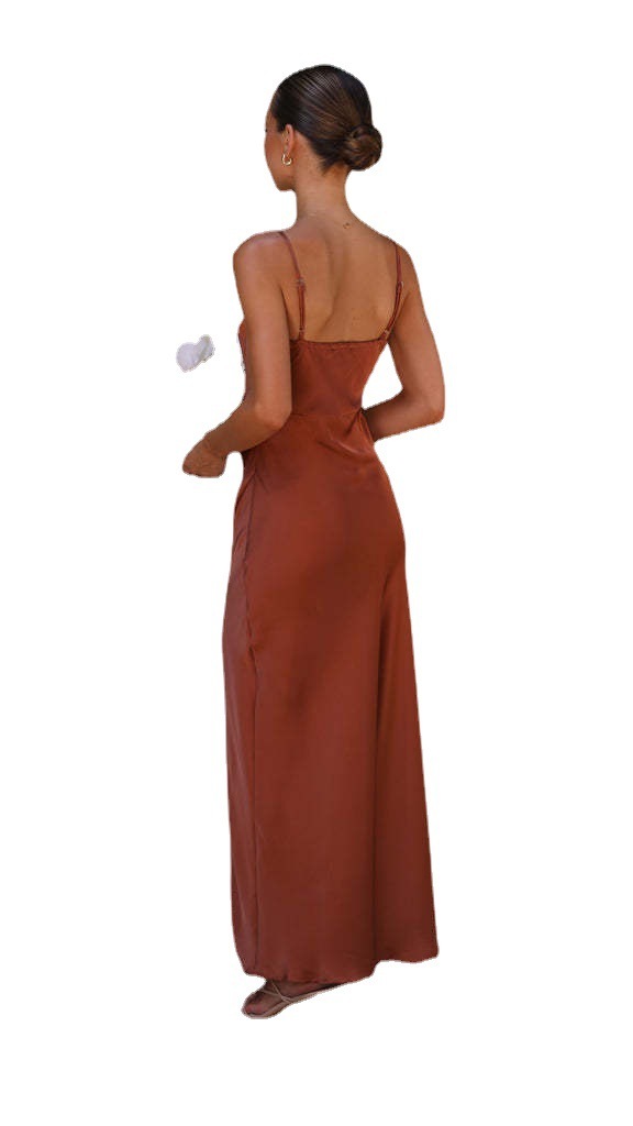 WW | Sommerliches Einfarbiges Split Kleid Für Damen