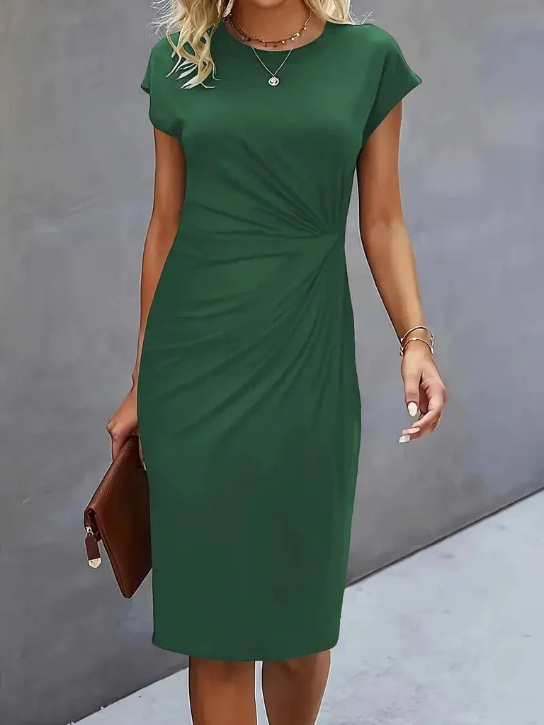 WW | Stilvolles Schmales Kleid Mit Rundhalsausschnitt