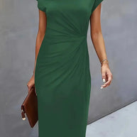 WW | Stilvolles Schmales Kleid Mit Rundhalsausschnitt