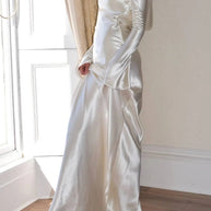 WW | Pearl Eden Satin Rückwärtig Offene Cowl Neck Gown Maxi Kleid