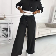 WW | Zweiteiliger Kapuzenpullover Und Hosenanzug Mit Weitem Bein