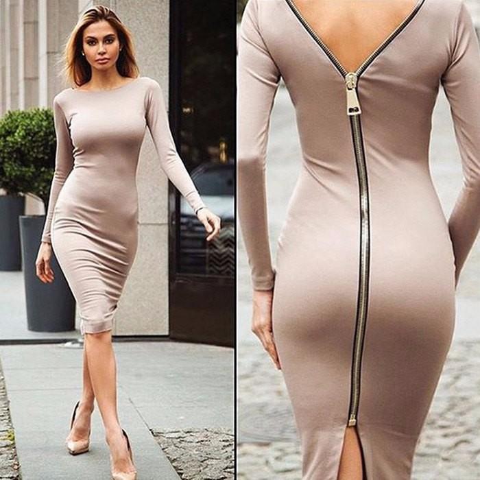 W&W Mode | Langarmkleid mit Reißverschluss hinten