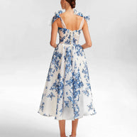 Elegantes Hortensien-Midikleid