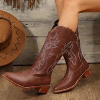 WW Damen Westernstiefel | Neue Modische Cowboystiefel im Vintage-Stil