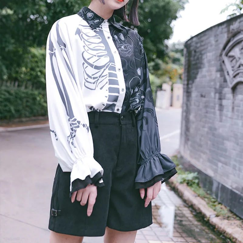 WW | Stylisches Totenkopf-Print Damen-Shirts