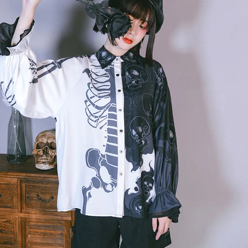 WW | Stylisches Totenkopf-Print Damen-Shirts