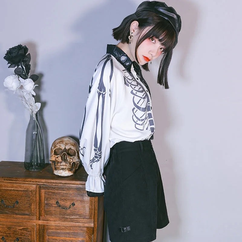 WW | Stylisches Totenkopf-Print Damen-Shirts