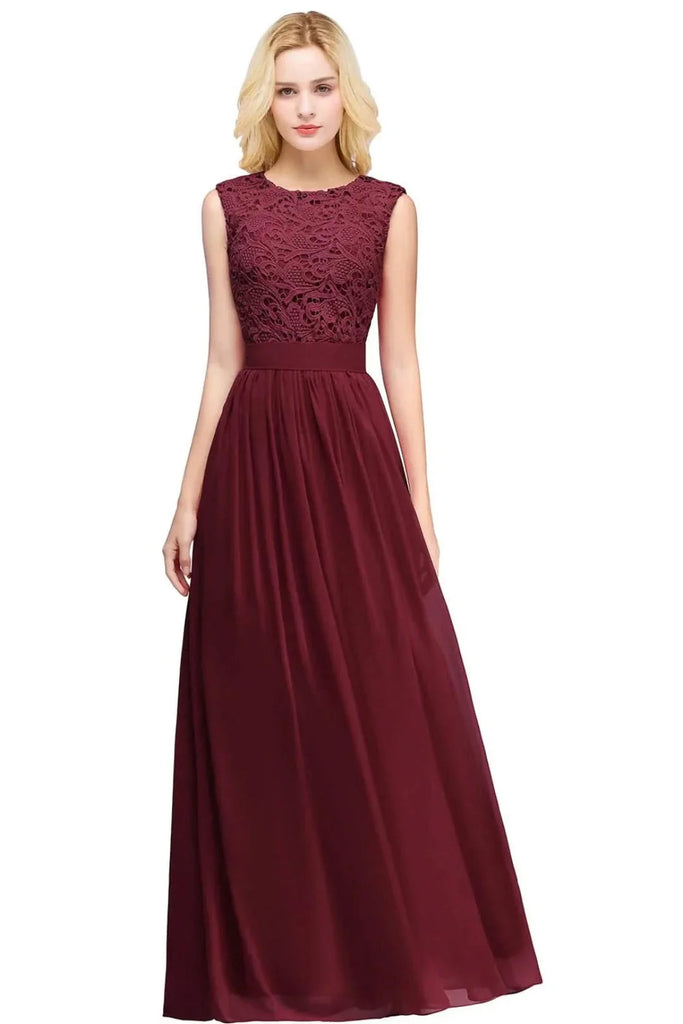 WW | Chiffon Brautjungfernkleid Mit Herz Ausschnitt, Fußlänge
