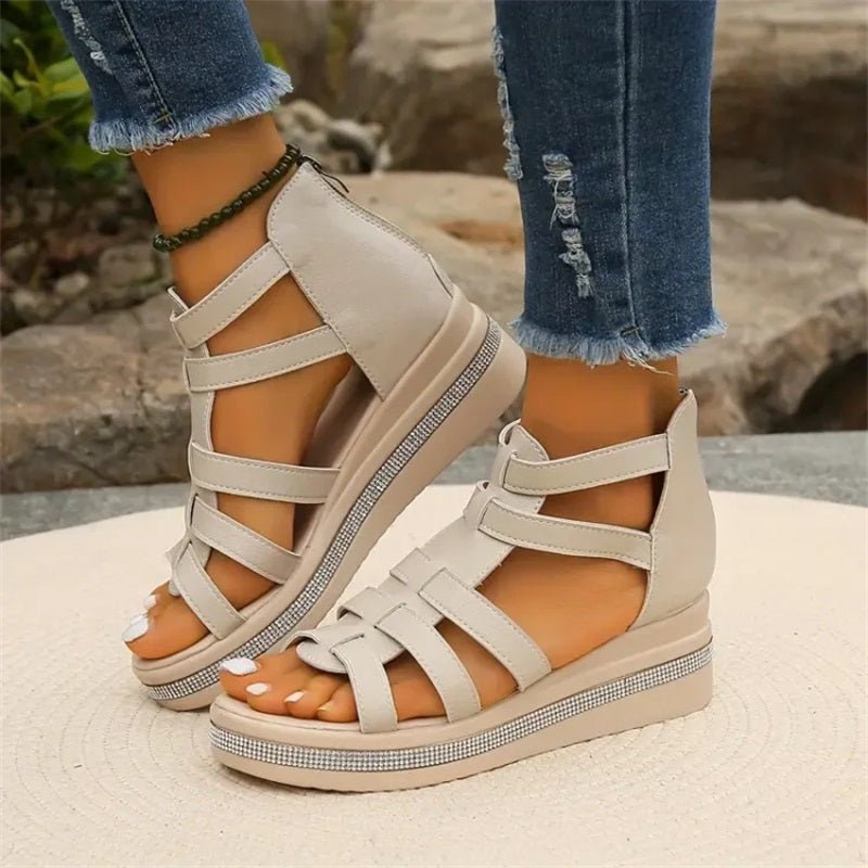 WW | Elegante Strasssandalen mit Keilabsatz