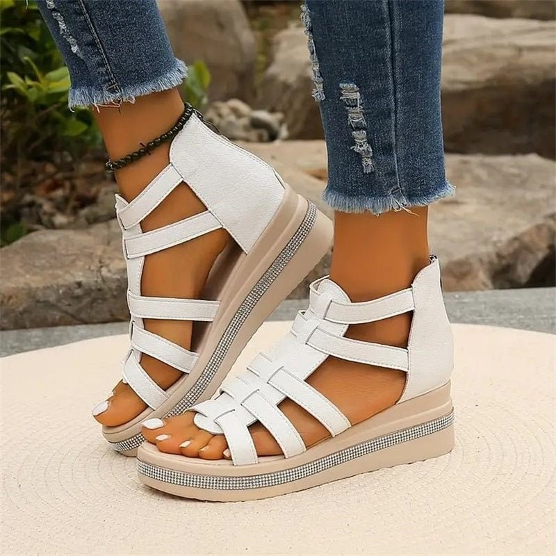WW | Elegante Strasssandalen mit Keilabsatz