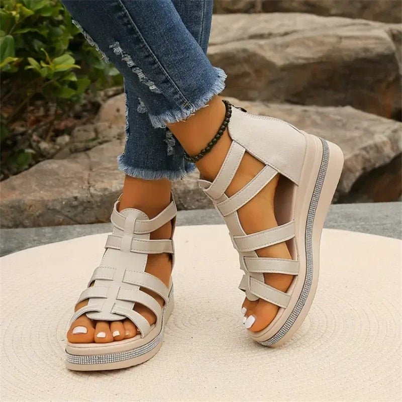 WW | Elegante Strasssandalen mit Keilabsatz