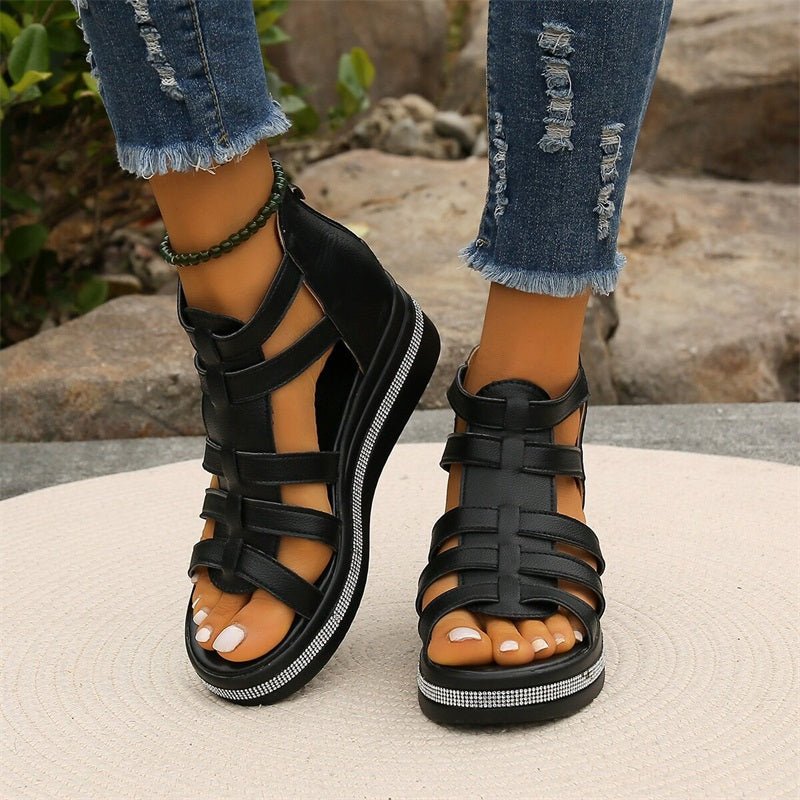 WW | Elegante Strasssandalen mit Keilabsatz